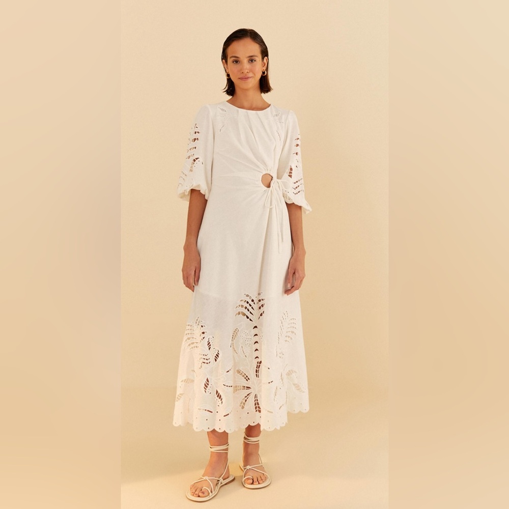 NWT Farm Rio Dress Bordado Midi Brazilian Collection Sz S